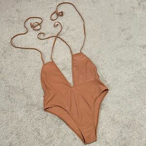 Tan One Piece Swimsuit Size XL
